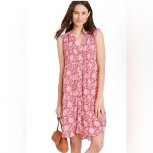 Knox Rose Dress Womens  Pink Floral Sleeveless Button Front Smocked V Neck XXL